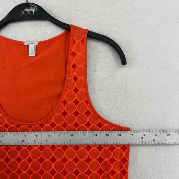 J.Crew Tank Top Womens XS Orange Eyelet Dot Pattern Scoop Neck Pullover Coastal - Picture 3 of 11